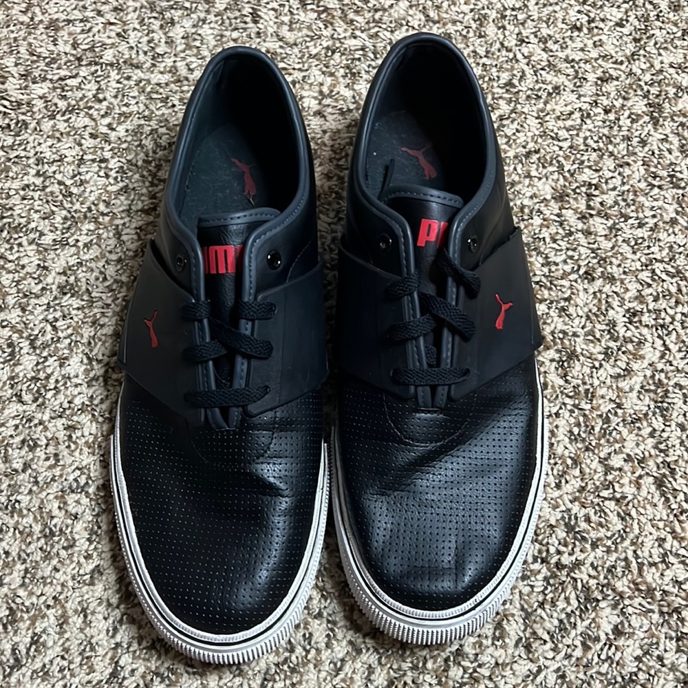 Black & Red Leather Puma Sneakers Size 12